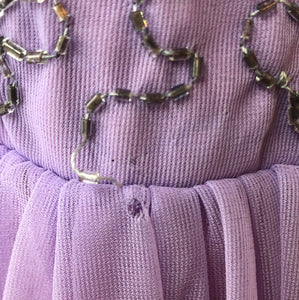 1950’s Hand Sewn Beaded & Sequin Chiffon Party Dress, Size Medium