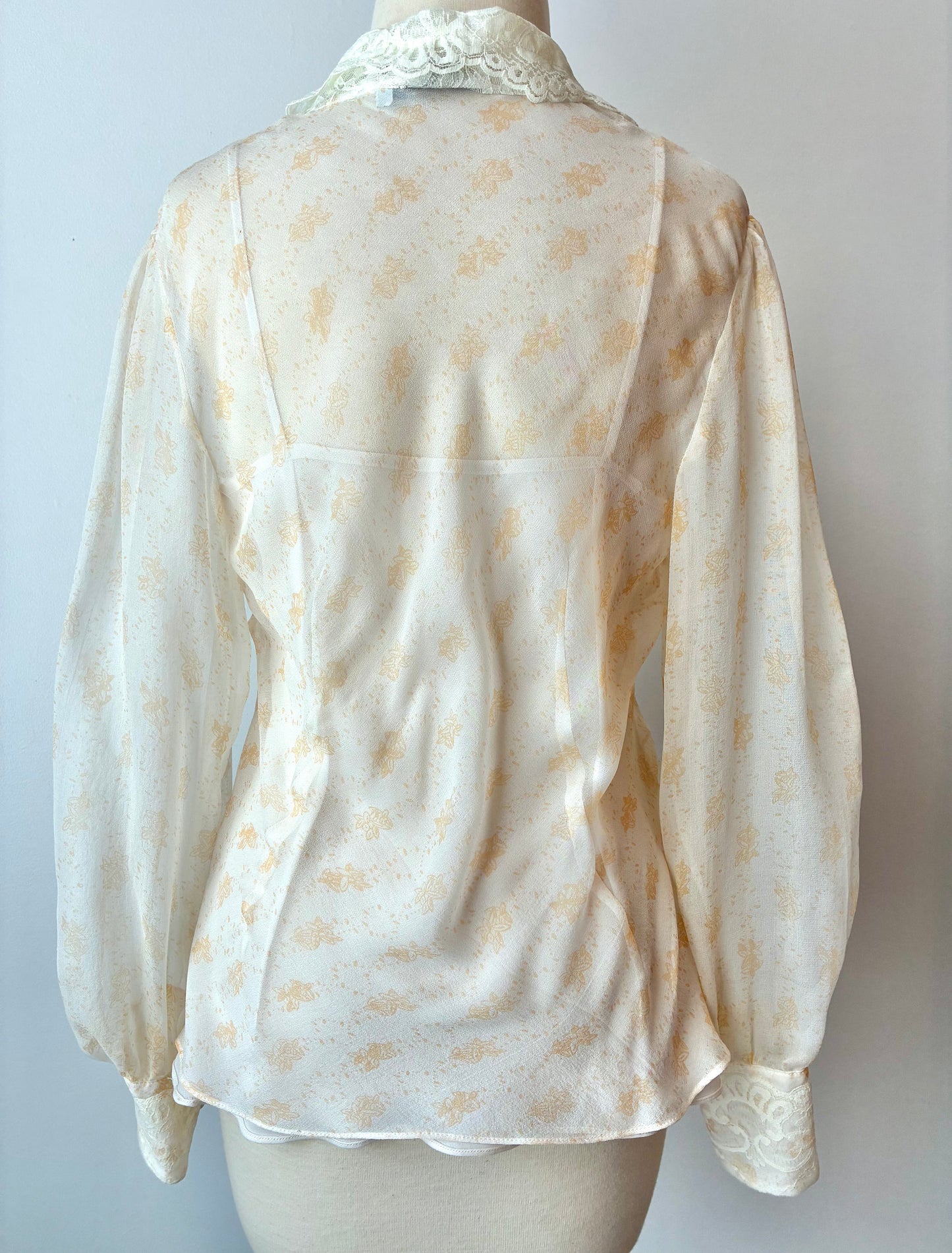 Y2K I.C.E. Floral Sheer Blouse with Camisole, Material: 100% Silk (Cami 100% Polyester), Size: Medium