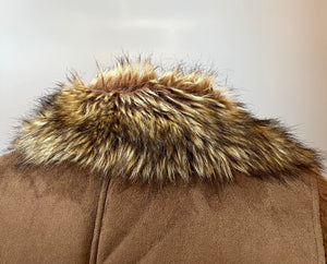 Chicos Brown Faux Suede & Fur Vest, Size: XL