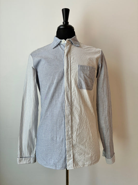 Kolor Pinstripe Blocking Button Down Shirt, 99% Cotton, Size: Medium