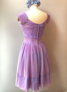 1950’s Hand Sewn Beaded & Sequin Chiffon Party Dress, Size Medium