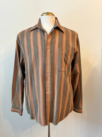 Pre-Owned Michael Brandon Flannel Blend Stripe Shirt, Size: Medium