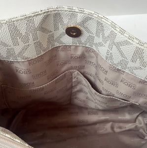 Pre-Owned Micheal Kors Hamilton Coated Canvas Brown/Cream Tote Handbag