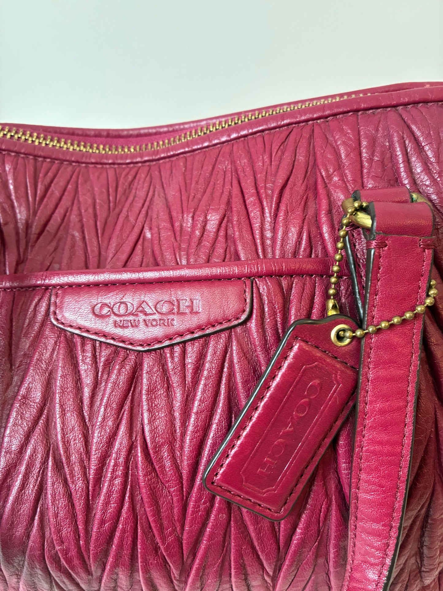 Pre-Owned Berry Coach Madison Gathered Leather Satchel