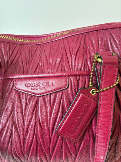 Pre-Owned Berry Coach Madison Gathered Leather Satchel