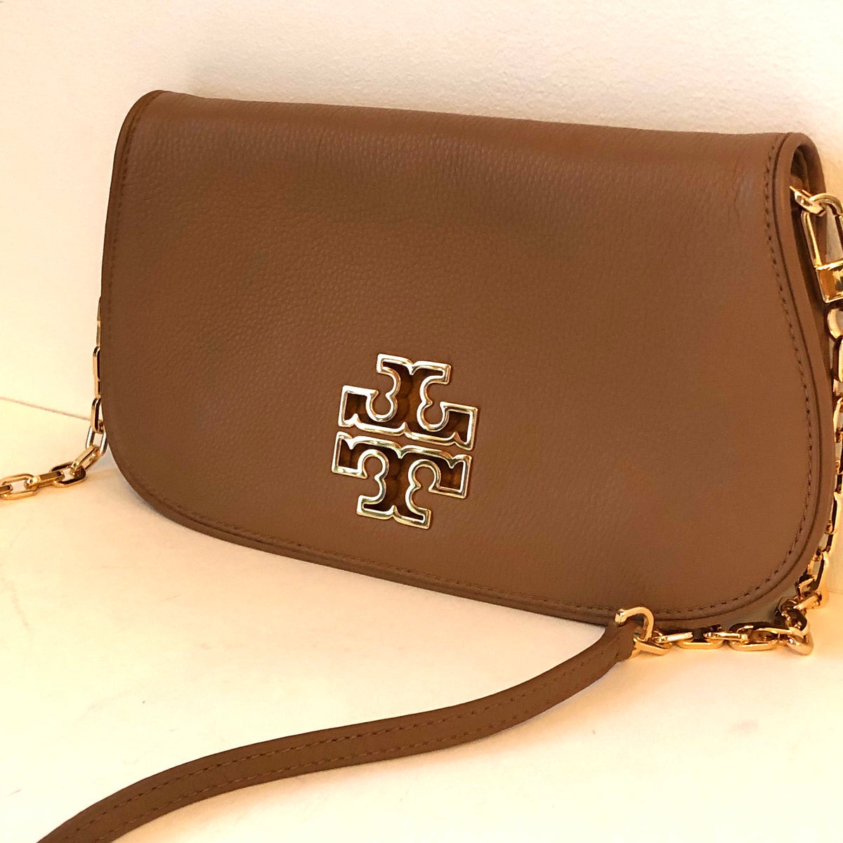 Pre-Owned Tory Burch Pebble Leather Britten Clutch/Crossbody Bag