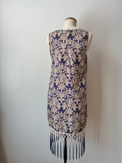Moon Lace Print Ombré Tassel Sheath Dress, 100% Polyester, Size: Large