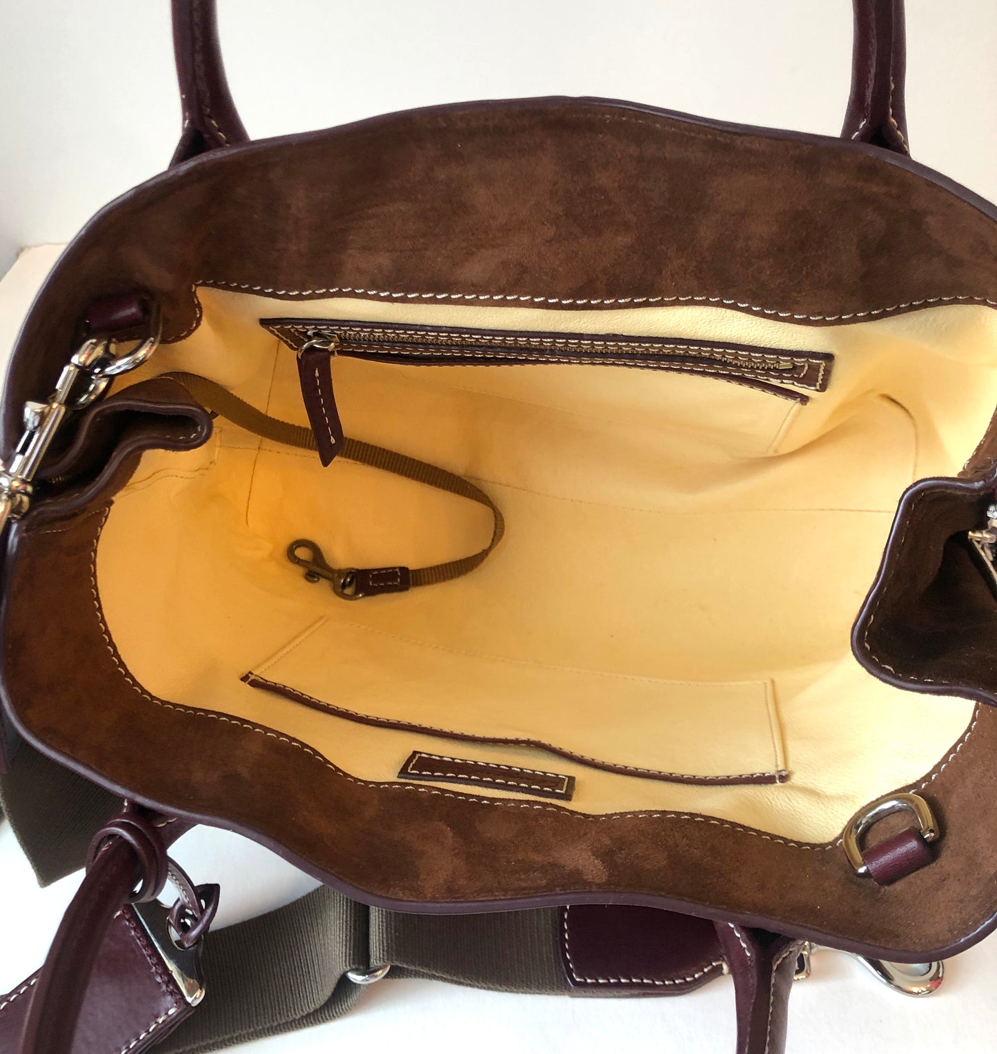 Pre-Owned Dooney & Bourke Burgundy Florentine Leather Toscana Side Zip Satchel with Removable Canvas/Lthr Strap