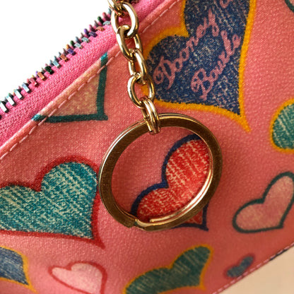 Pre-Owned Dooney & Bourke Y2K Coated Canvas Heart Pouch Wallet