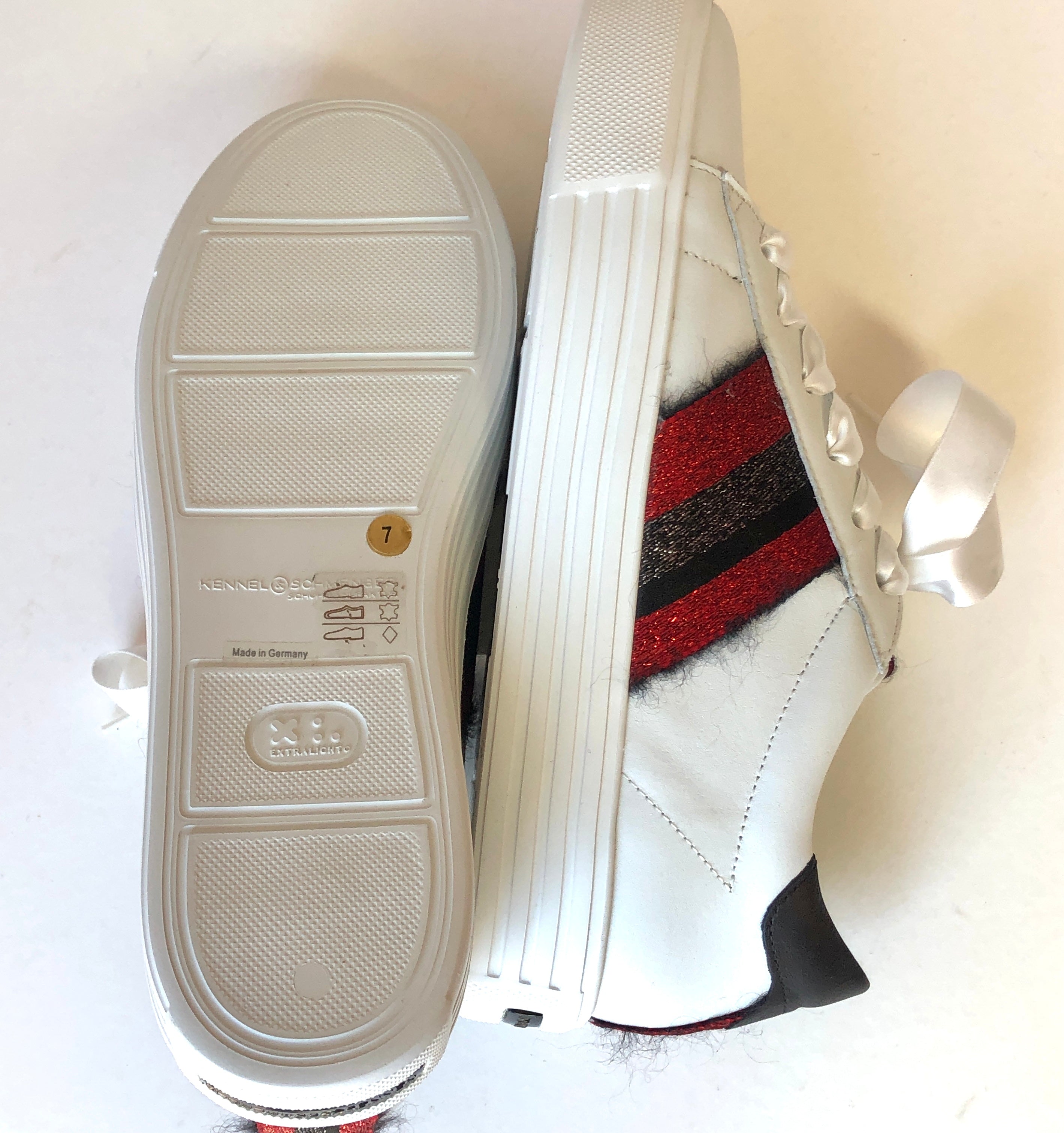 Pre-Owned Never Worn Kennel & Schmenger White Leather Tennis Sneakers, US Size 7 Women’s