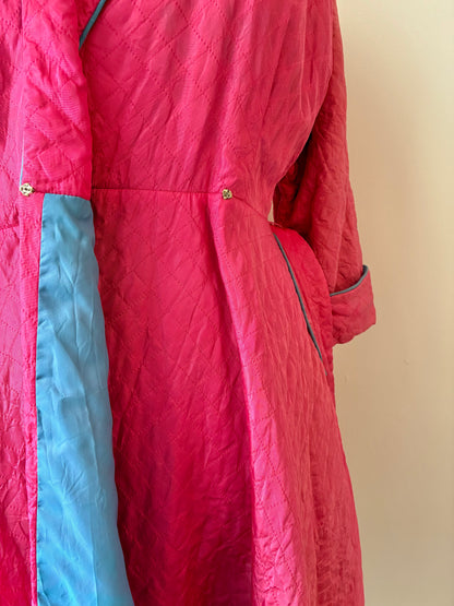 1950’s Quilted Flared Hot Pink Robe, Size: Large