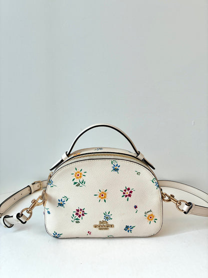 Pre-Owned White Floral Pre-owned Coach Leather Cross-body Bag