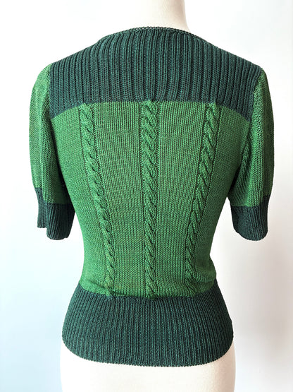 1940’s Handmade Wartime Short Sleeve Sweater, Size: Small