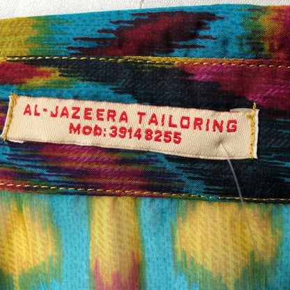 2PC Al Jazeera Tailoring Boho Sheer Tunic Blouse & Satin pant set, Size Medium - Large