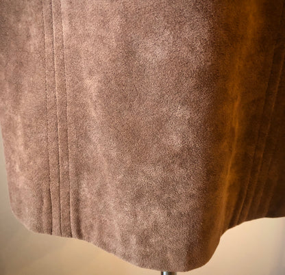 1970’s Hannelore Cocoa Brown Faux Suede Trench Coat, Size 12