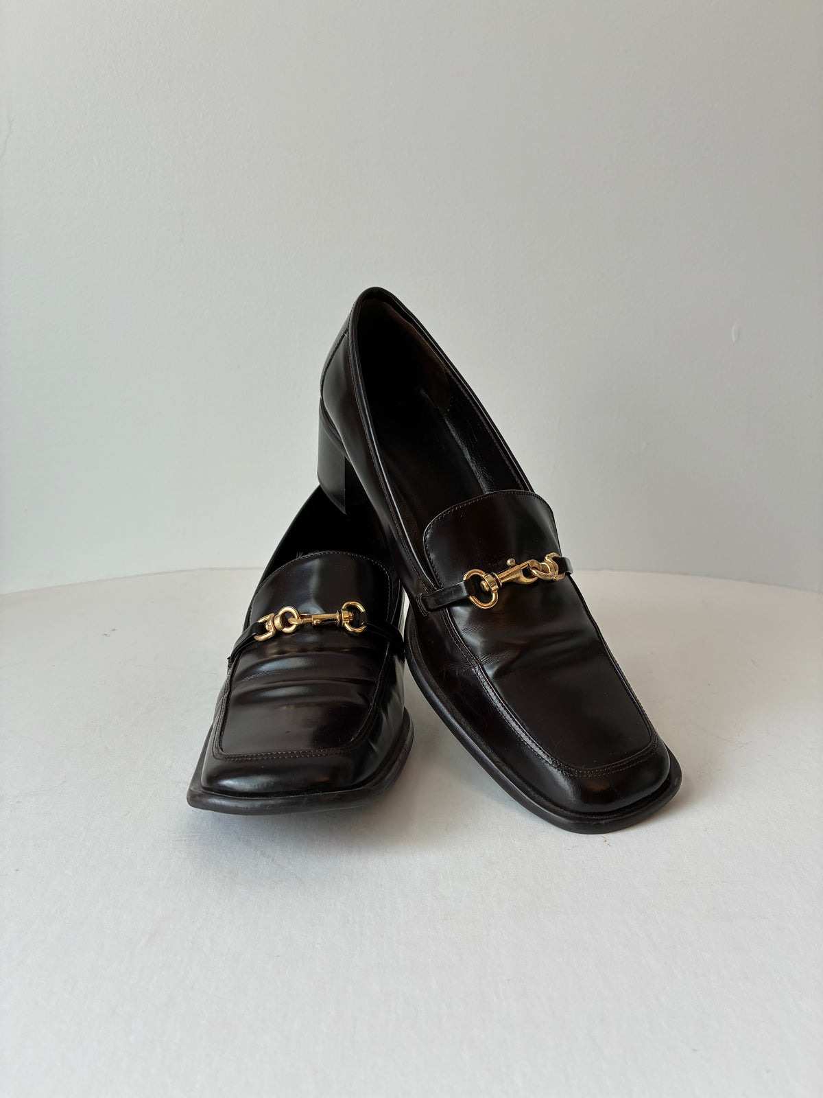 1990’s Pre-Owned Coach Dark Brown Leather Women’s Loafers, Size: 8B (With Box)