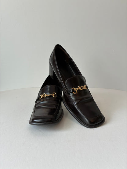 1990’s Pre-Owned Coach Dark Brown Leather Women’s Loafers, Size: 8B (With Box)