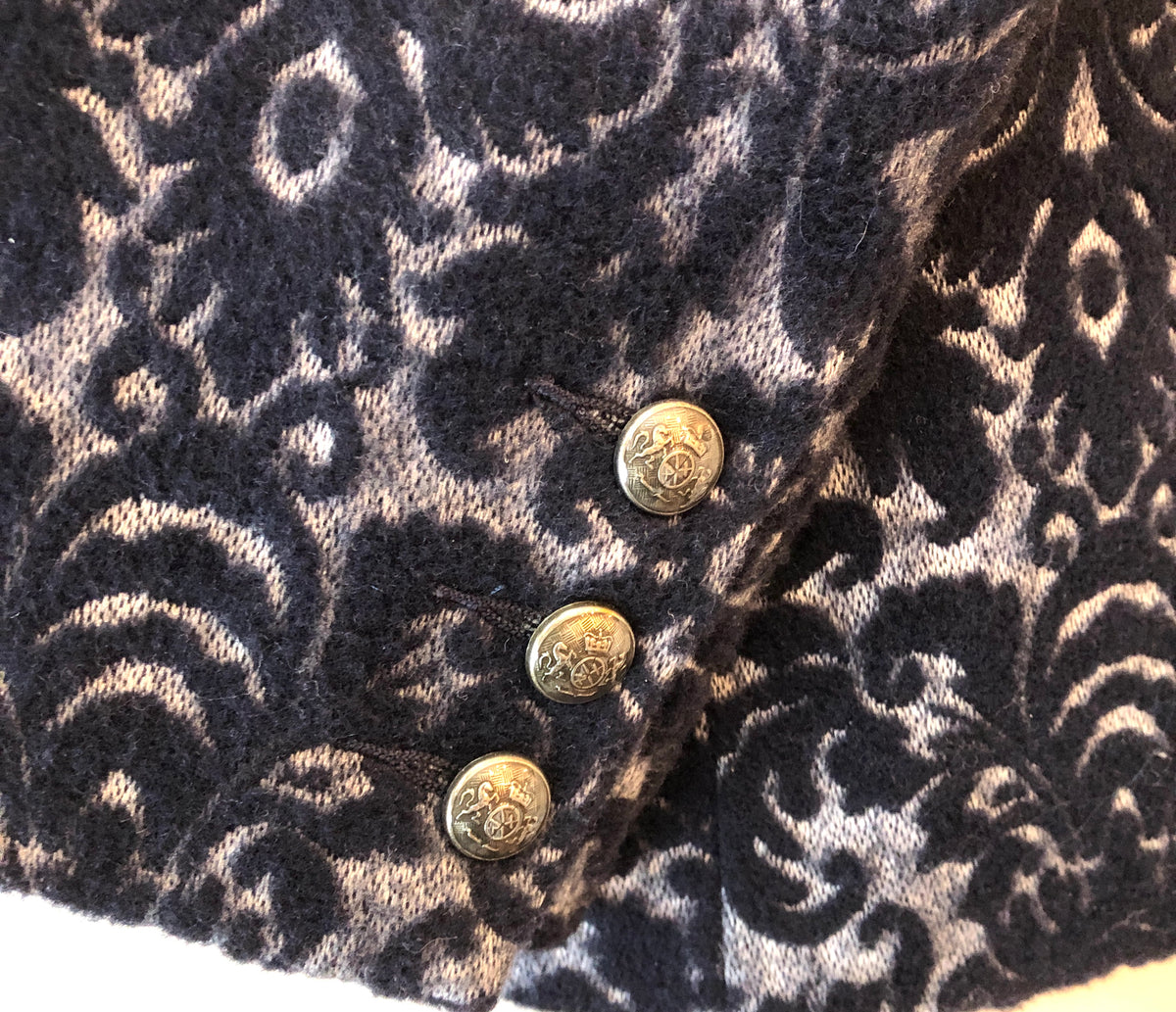 Pre-Owned Cabi Soft Wool Blend Paisley Jacquard Single Button Jacket, Size 6/8