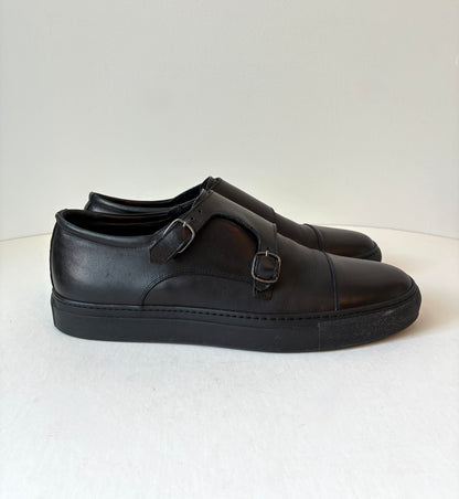 Pre-Owned Men’s Scarosso Fabio Intense Black Leather Sneakers, Size: 10-10.5