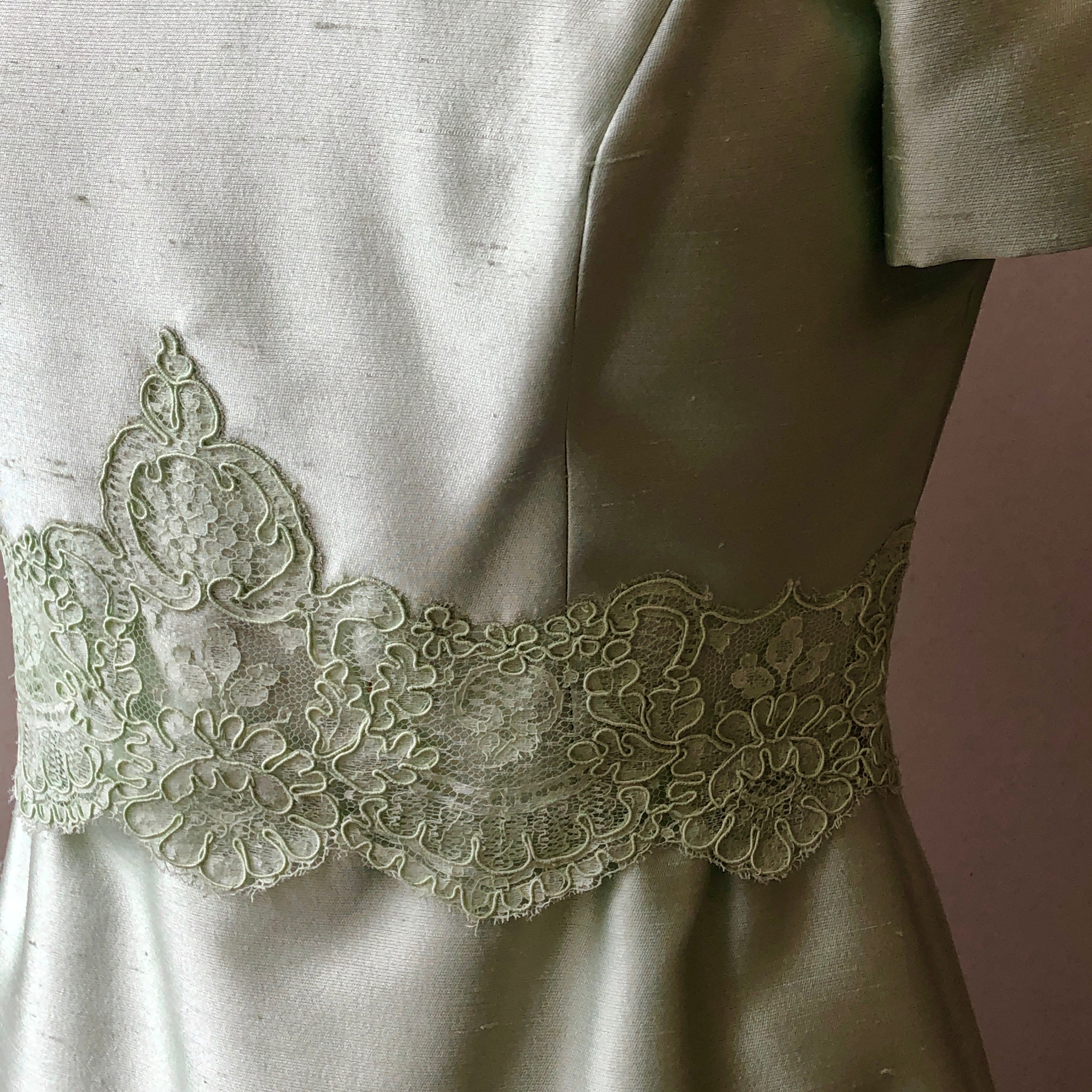 1960’s Parnes Feinstein 2PC Silk and Lace Dress and Jacket, Size 8/10