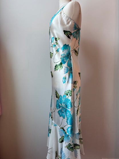 Satin Floral Slip Dress/ Nightgown, Size: Medium