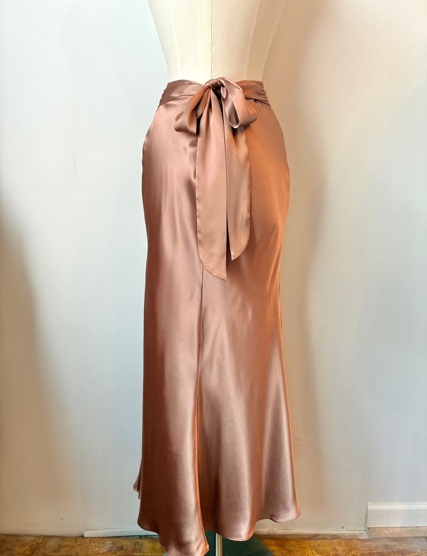 1990’s Satin Maxi Skirt with Beaded Appliqué, Size: M/L