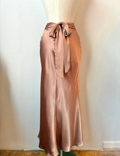 1990’s Satin Maxi Skirt with Beaded Appliqué, Size: M/L