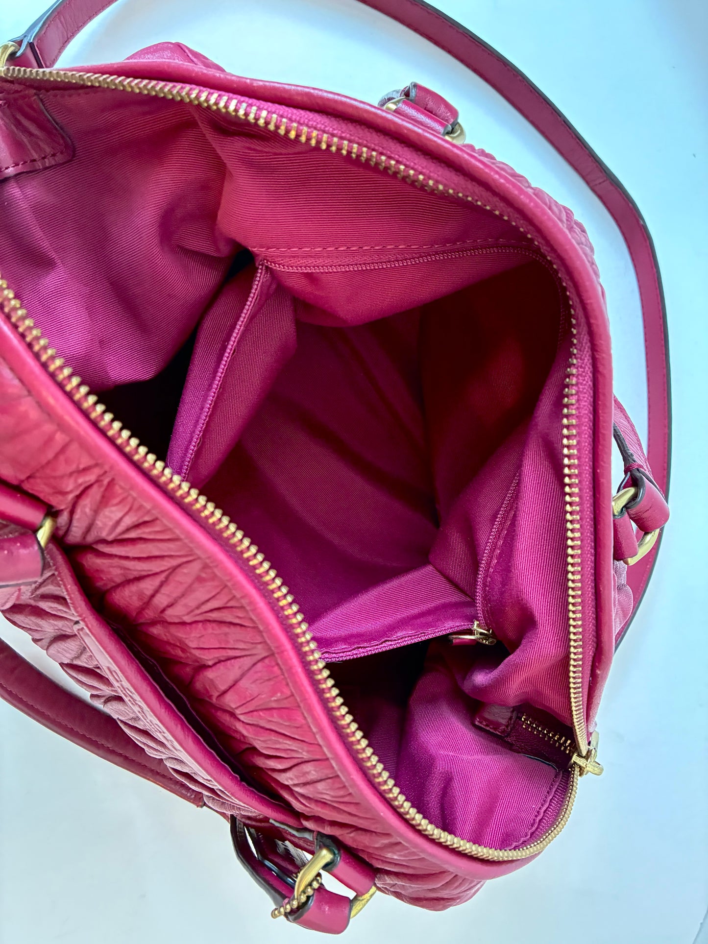 Pre-Owned Berry Coach Madison Gathered Leather Satchel