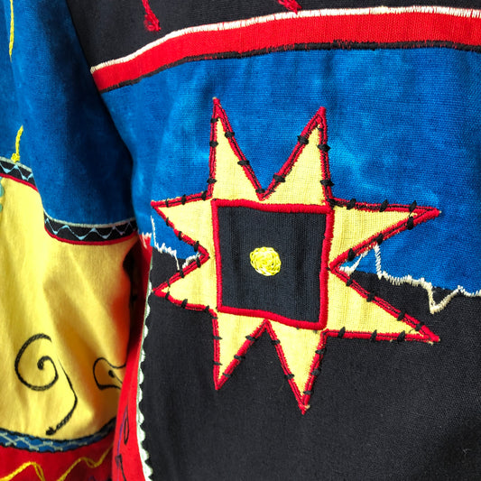 Vintage Drapers & Damon’s Artisan Embroidered Patchwork Cotton Blend Jacket, Size Large