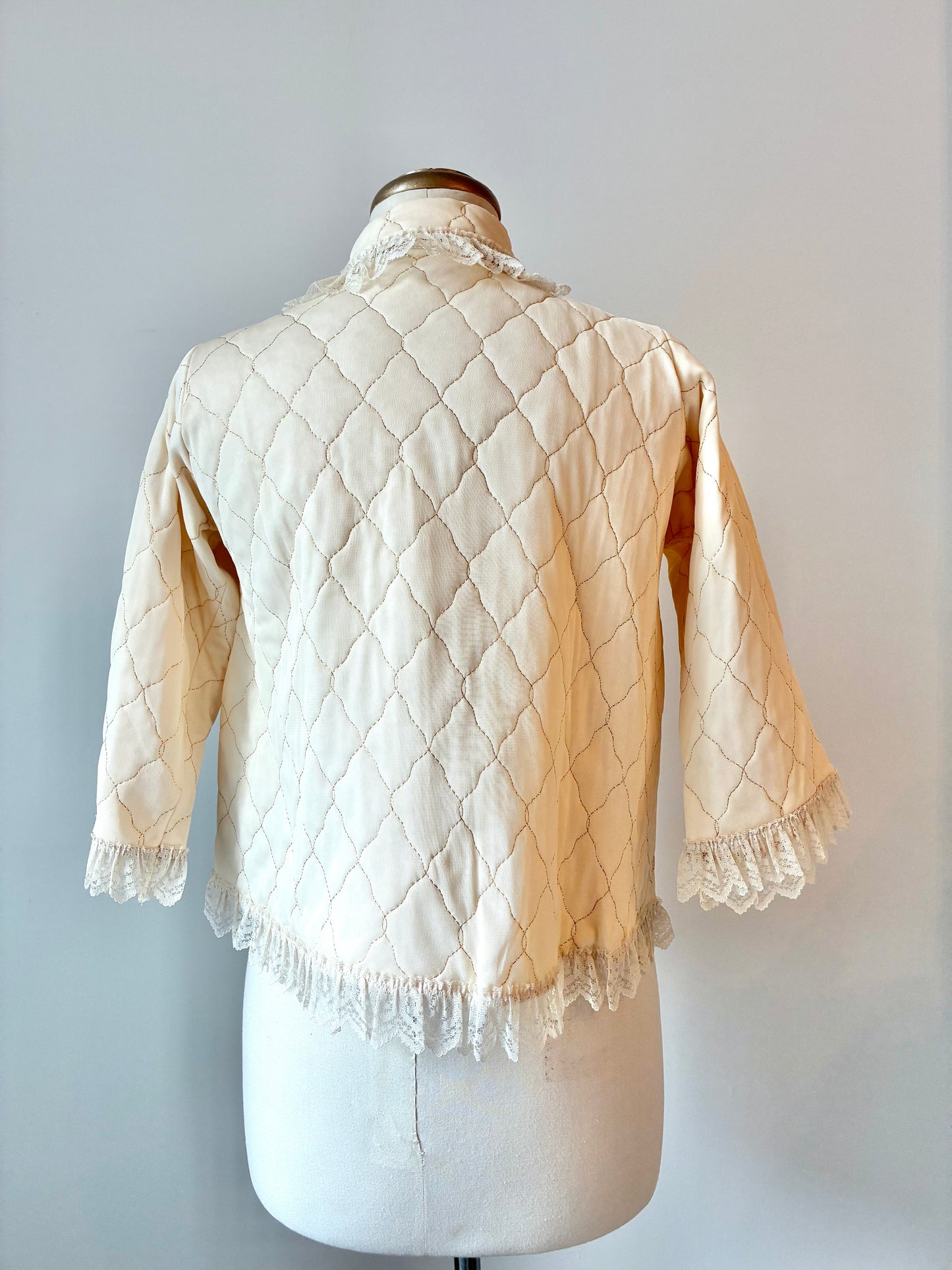 1950’s Quilted Bed Jacket and Pajama Pant Set, Size: 34, Material: Acetate and Cotton (with box)