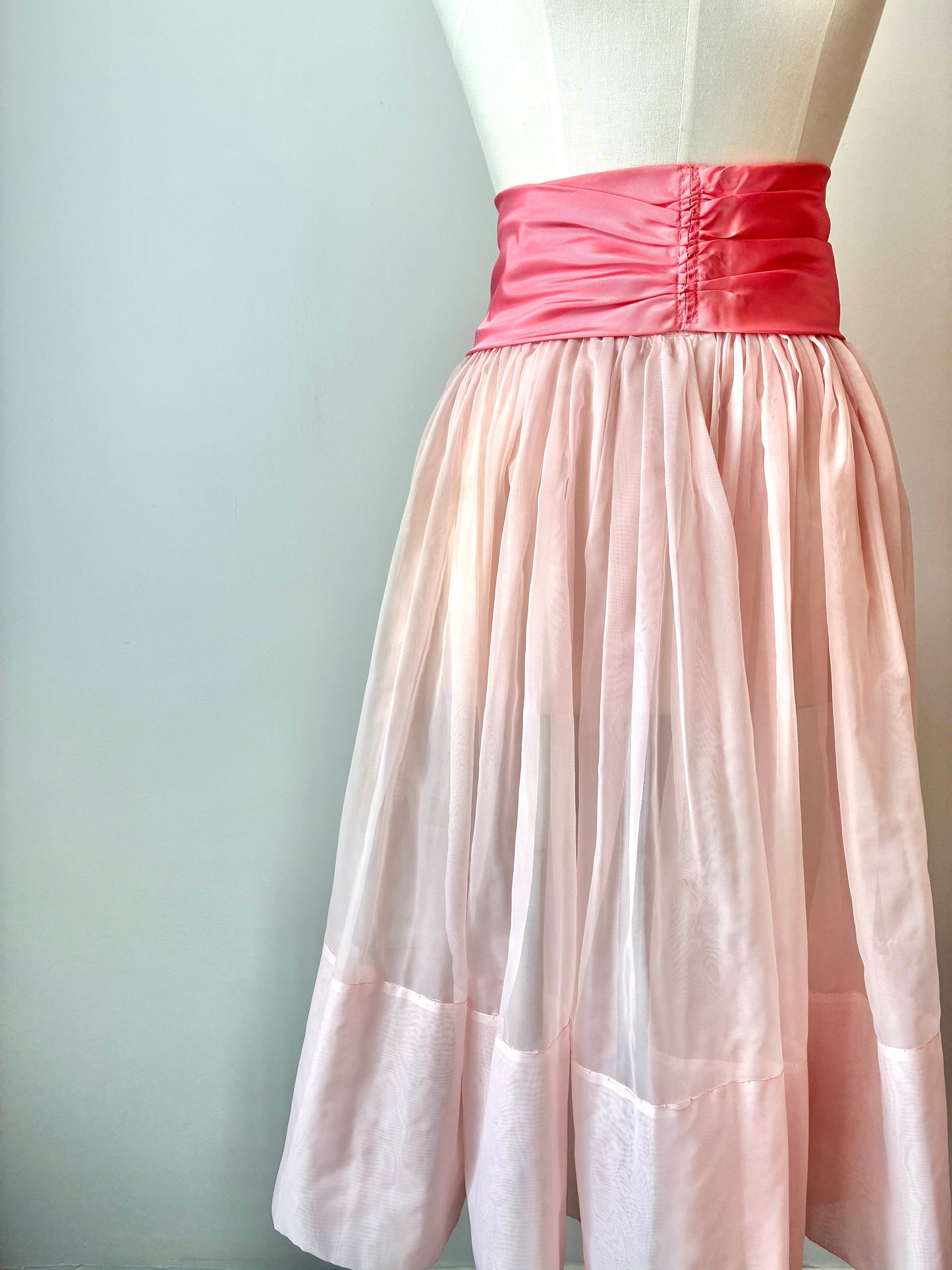 1950’s Soft Tulle Overlay Skirt With Satin Sash, Size: Medium