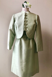 1960’s Parnes Feinstein 2PC Silk and Lace Dress and Jacket, Size 8/10