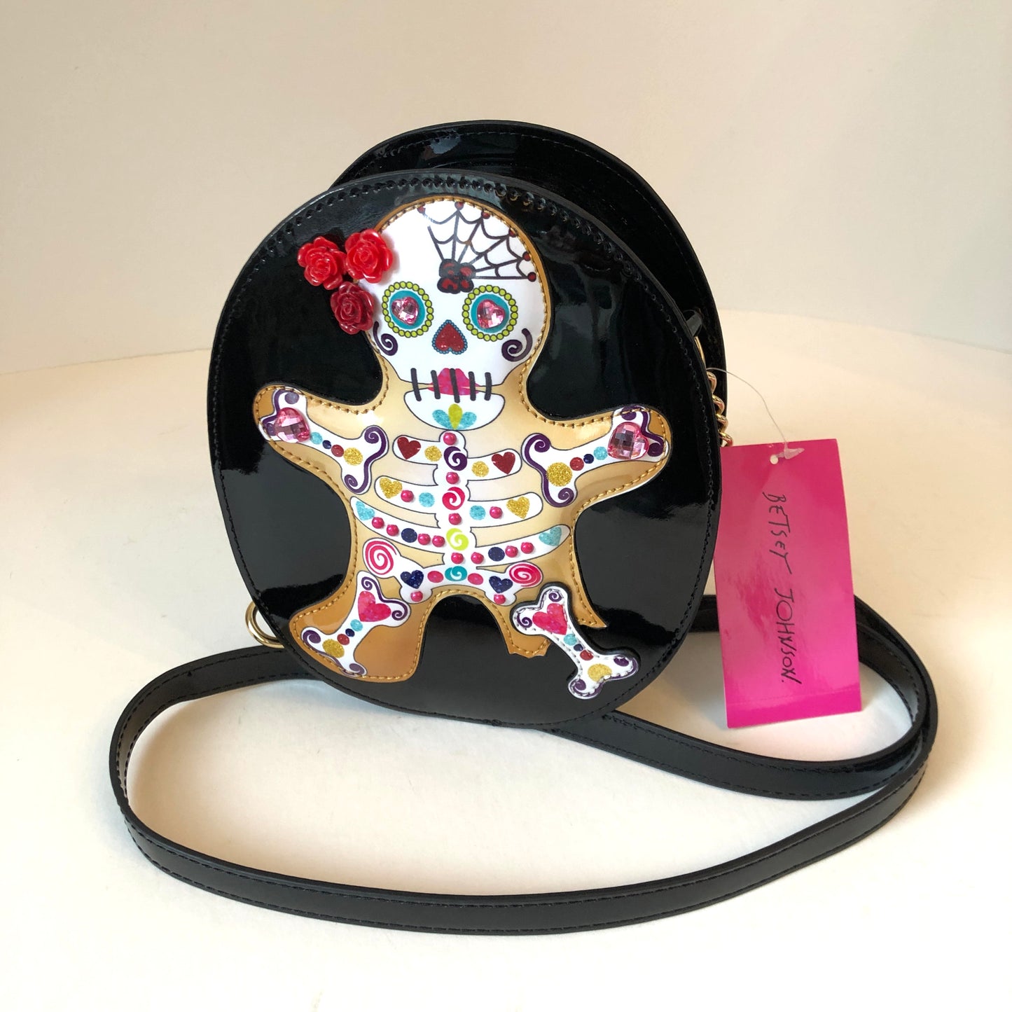 NWT Pre-Owned Betsey Johnson Patent Leather Multi Media Kitsch Crossbody Bag