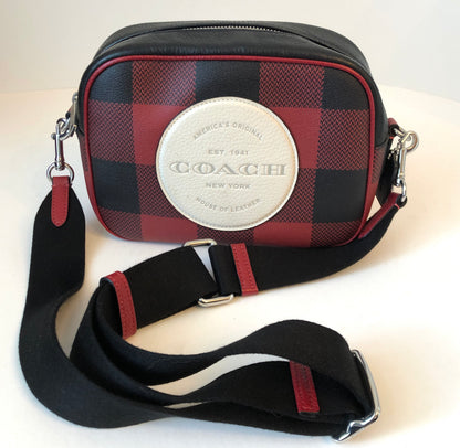 Pre-Owned Coach Buffalo Plaid Leather Dempsey Camera Bag