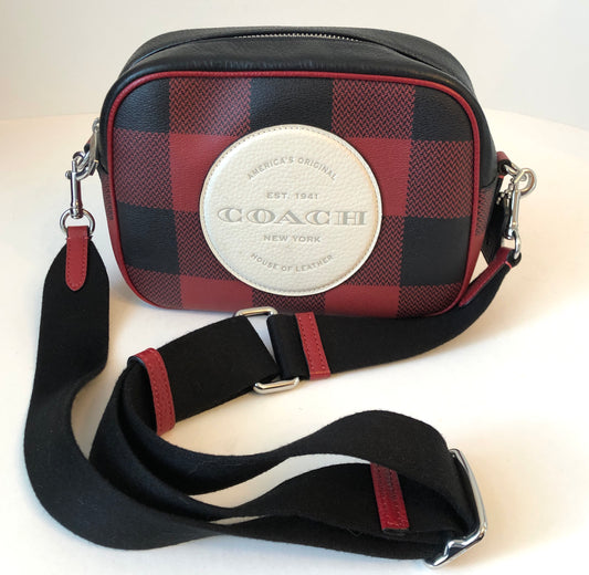 Pre-Owned Coach Buffalo Plaid Leather Dempsey Camera Bag