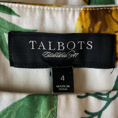 Pre-Owned Talbots Cotton Lemon Print Pleated Skirt, Size 4/6