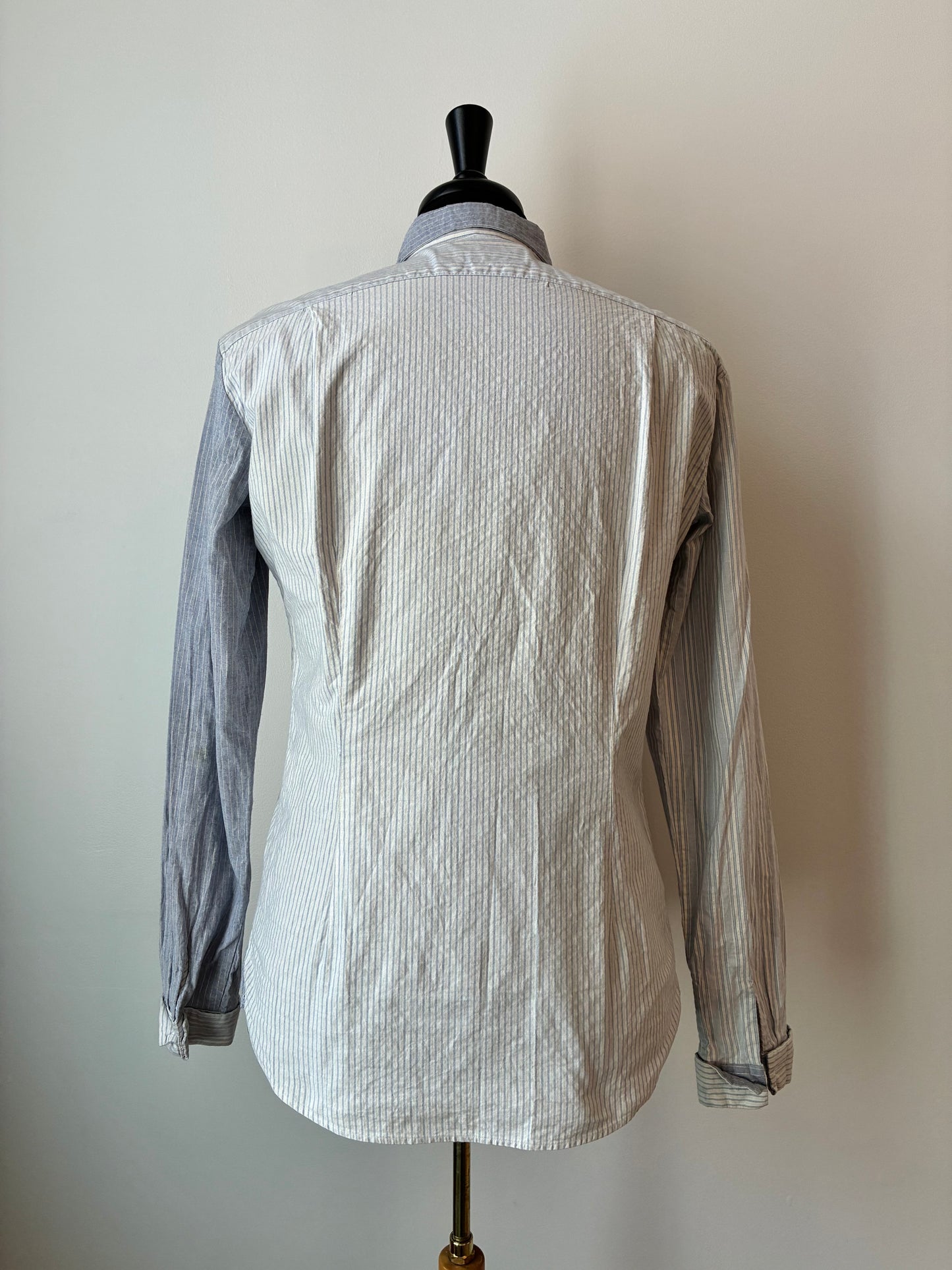 Kolor Pinstripe Blocking Button Down Shirt, 99% Cotton, Size: Medium