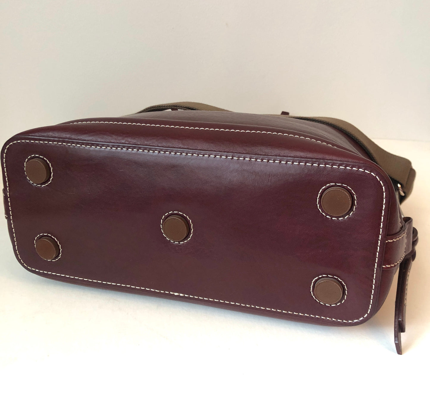 Pre-Owned Dooney & Bourke Burgundy Florentine Leather Toscana Side Zip Satchel with Removable Canvas/Lthr Strap