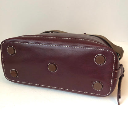 Pre-Owned Dooney & Bourke Burgundy Florentine Leather Toscana Side Zip Satchel with Removable Canvas/Lthr Strap