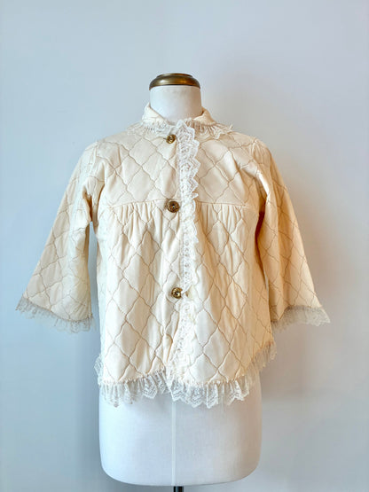 1950’s Quilted Bed Jacket and Pajama Pant Set, Size: 34, Material: Acetate and Cotton (with box)