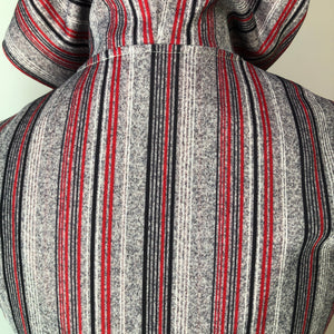 1970’s Chevron Stripe Hooded Poly Fit-n-Flare Dress, Size XS Petite