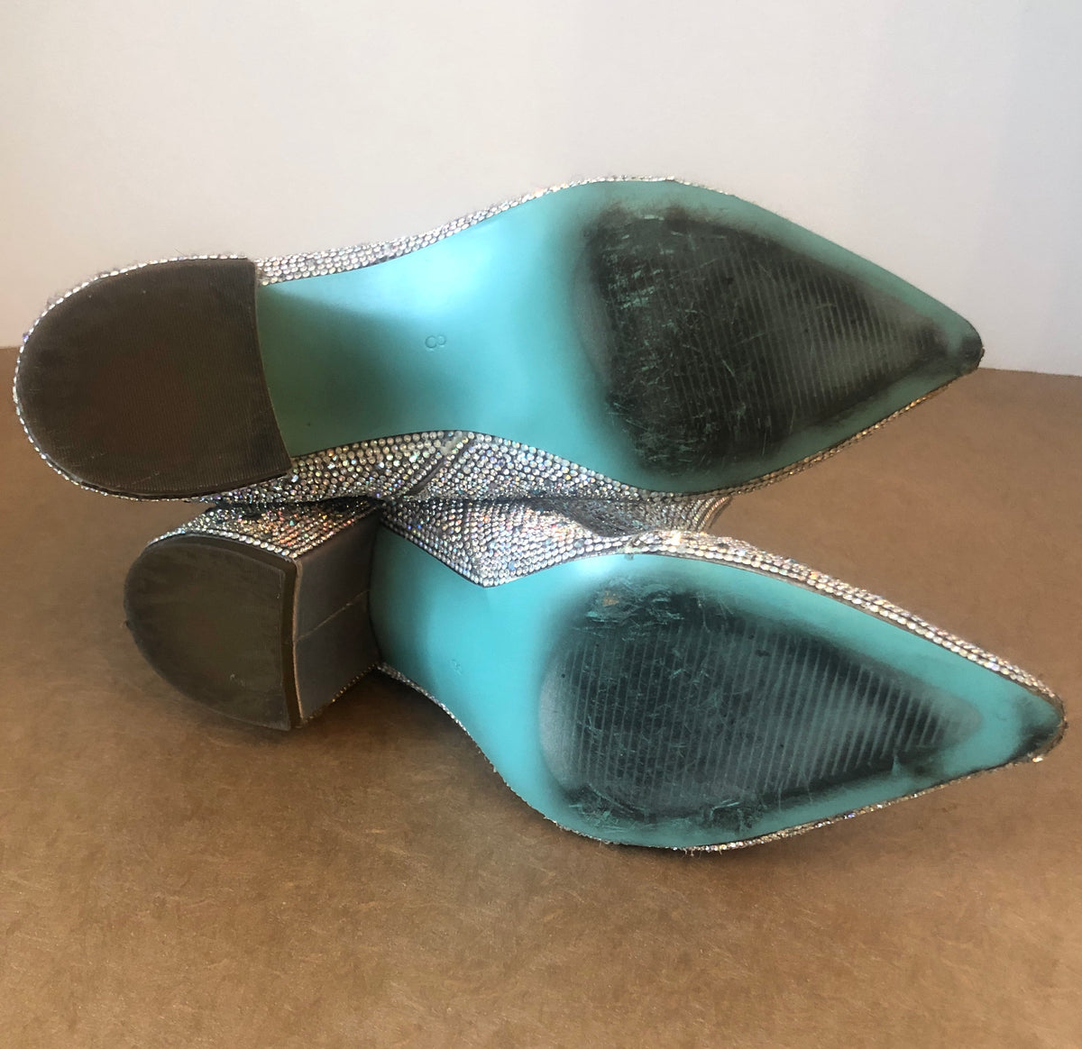 Pre-Owned Betsey Johnson Rhinestone Kyla Ankle Boots, Size 8 M
