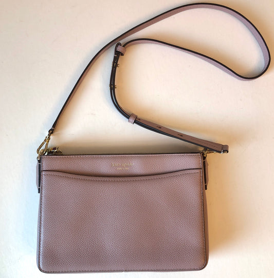 Pre-owned Never Worn Kate Spade Margeaux Mauve Pebble Leather Crossbody Bag