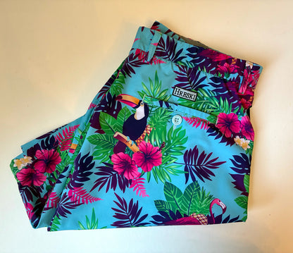 Hreski Tropical Print Men’s Golf Shorts, Size 36