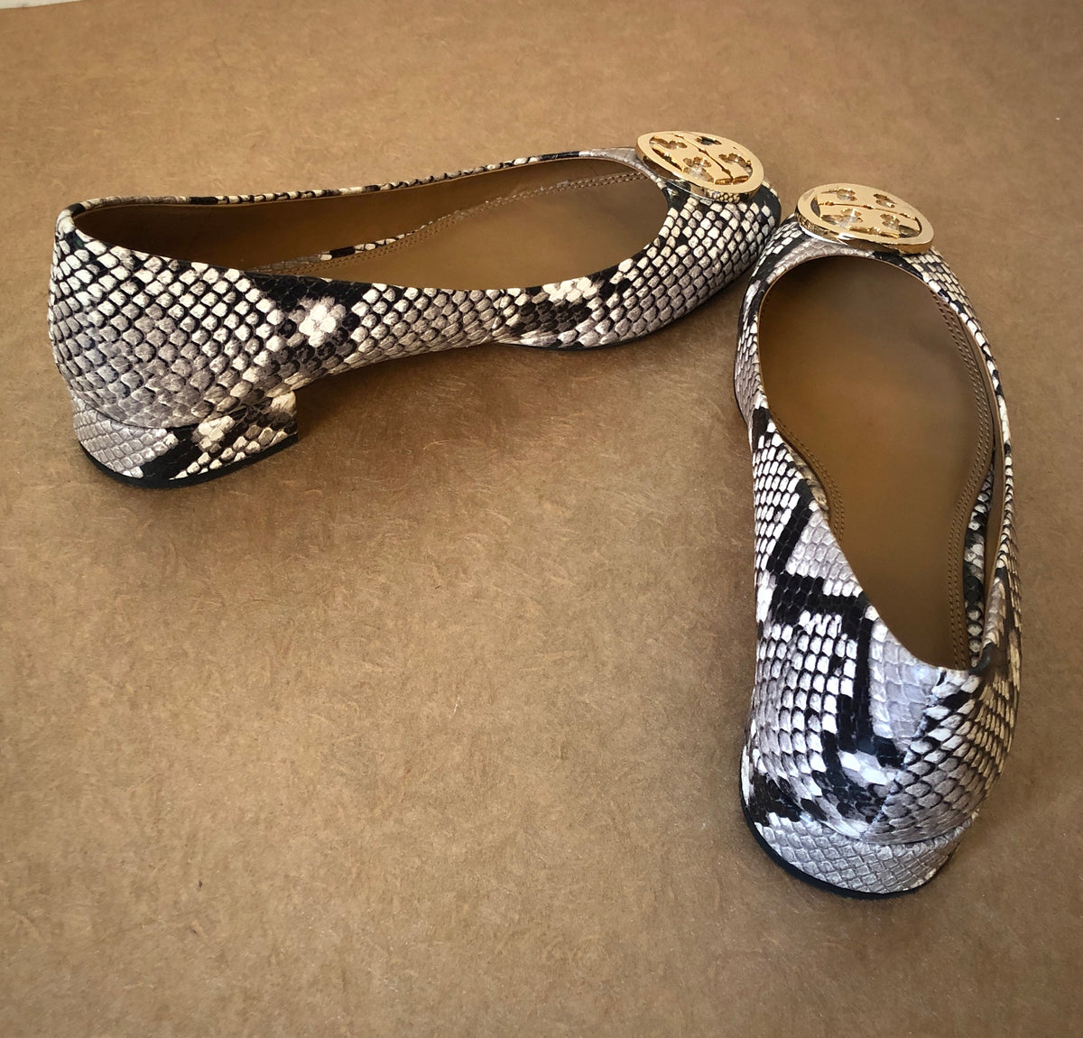 Pre-Owned Reptile Print Leather Benton Ballet Flats, Size 7 M