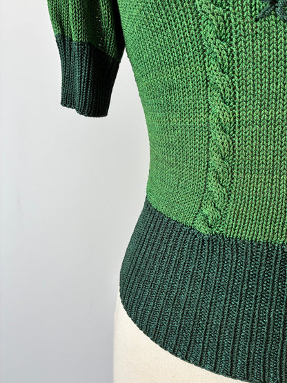 1940’s Handmade Wartime Short Sleeve Sweater, Size: Small