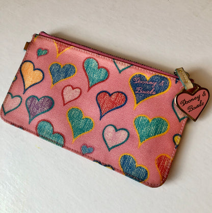 Pre-Owned Dooney & Bourke Y2K Coated Canvas Heart Pouch Wallet