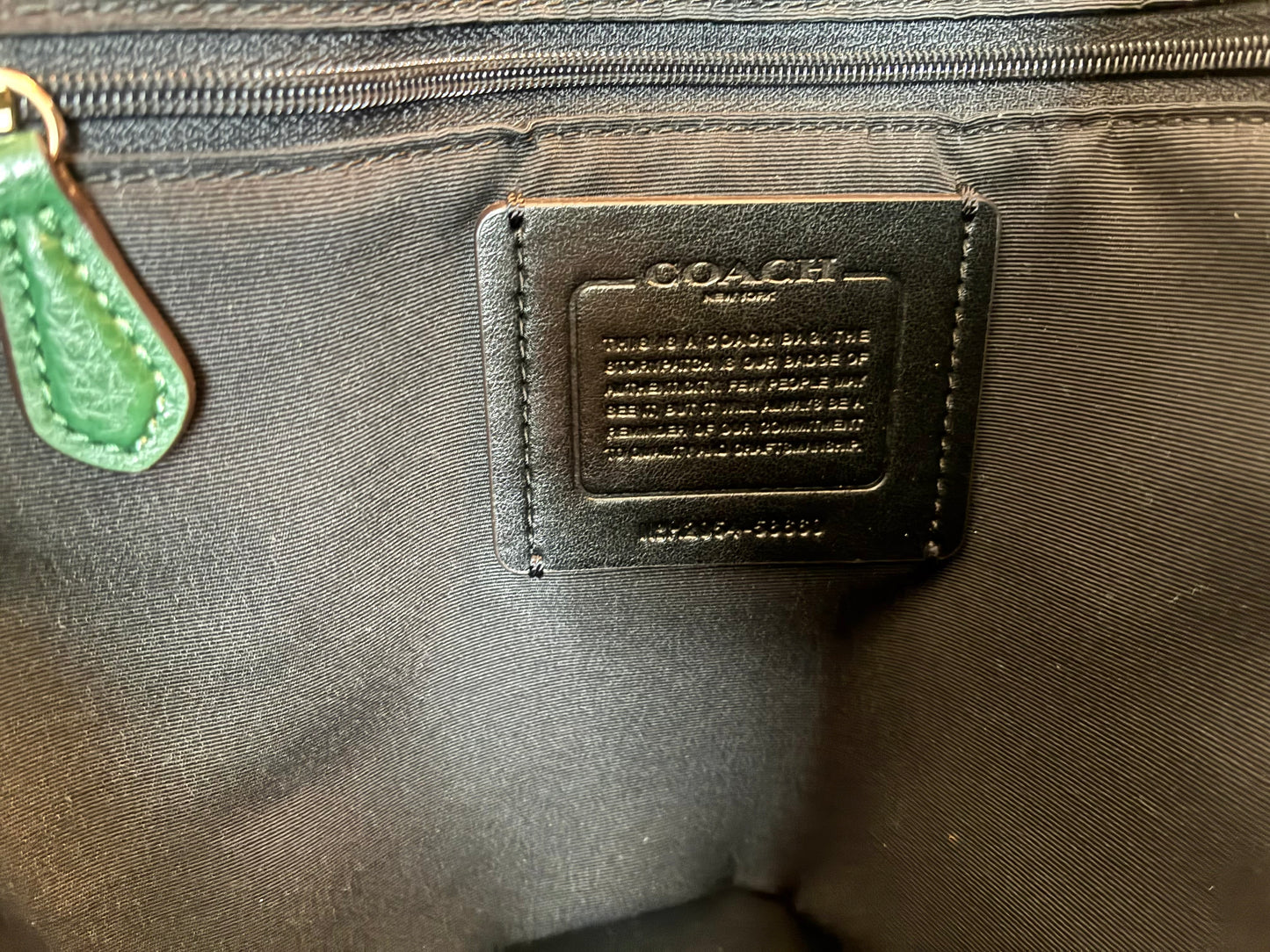 Pre-Owned Coach Green Pebble Leather Derby Tote