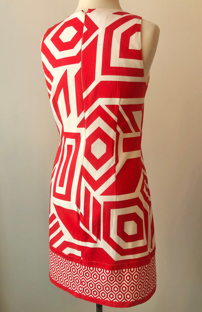 London Times Stretch Cotton Mod Print Sheath Dress, Size Small