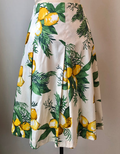Pre-Owned Talbots Cotton Lemon Print Pleated Skirt, Size 4/6